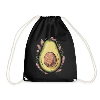 Avocado Frucht Boho Floral Mandala - Turnbeutel - Schwarz - Vorne