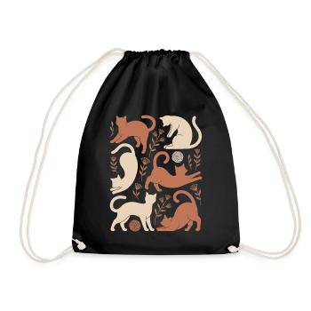 Boho Chats Et Fleurs Motif Magique - Sac de sport léger - noir - Devant
