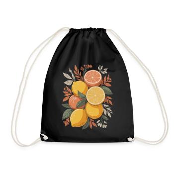 Boho Citrus Art for Nature Lovers - Drawstring Bag - black - Front