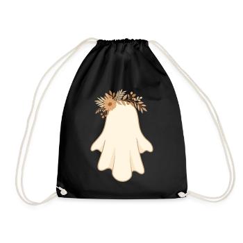 Fantôme bohème avec fleurs – joli motif d'Halloween - Sac de sport léger - noir - Devant