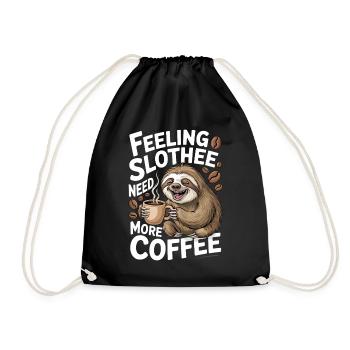Lustiges Faultier Kaffee Design - Turnbeutel - Schwarz - Vorne