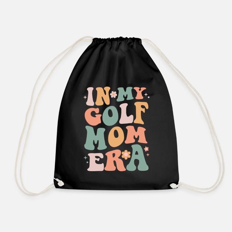 In My Golf Mom Era – Funny Golf Mom Quote  - Drawstring Bag - black