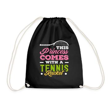 Tennis princess with racket player - Drawstring Bag - black - Front