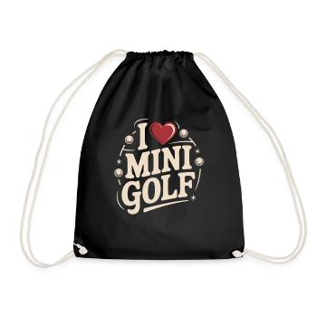 I love Minigolf – Fun am Minigolfplatz - Turnbeutel - Schwarz - Vorne