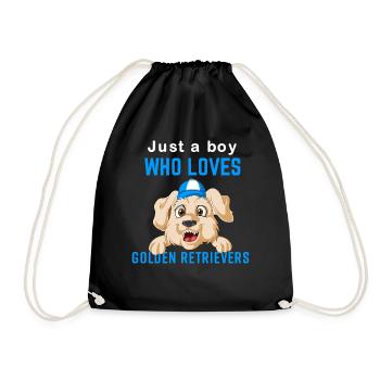 Just a Boy Who Loves Golden Retrievers - Drawstring Bag - black - Front