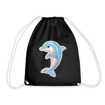 Dolphin - Drawstring Bag - black - Front