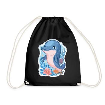 Dolphin - Drawstring Bag - black - Front