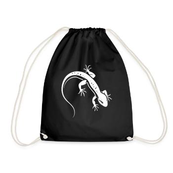 Eidechsensilhouette, kontrastierender Salamander - Turnbeutel - Schwarz - Vorne