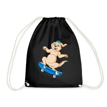 Verspieltes Golden Retriever Skateboard T-Shirt Design - Turnbeutel - Schwarz - Vorne