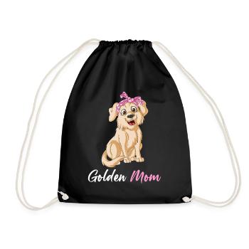 Playful Golden Retriever Mom Graphic Design - Drawstring Bag - black - Front