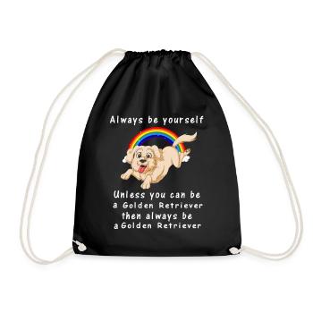 Golden Retriever Inspirational Graphic - Drawstring Bag - black - Front