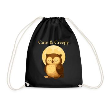 Eule Cute & Creepy Halloween Design 🌙 - Turnbeutel - Schwarz - Vorne
