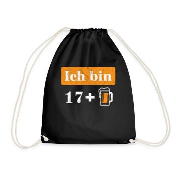 Ich bin 17 plus Bier 18. Geburtstag - Turnbeutel - Schwarz - Vorne