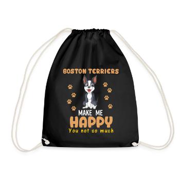 Boston Terrier Happy Meme Design - Turnbeutel - Schwarz - Vorne