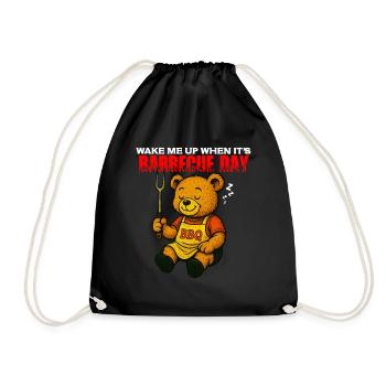Wake Me Up When it's Barbecue Day - Humor - Drawstring Bag - black - Front