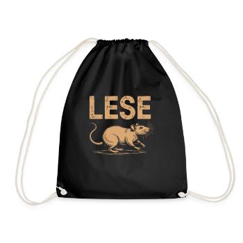 Leseratte – Bücherwurm & Lesezeichen-Fan - Turnbeutel - Schwarz - Vorne