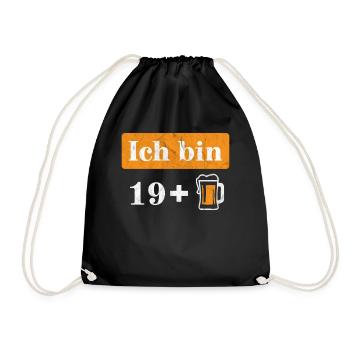 I'm 19 plus beer 20th birthday - Drawstring Bag - black - Front