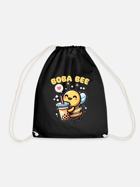 Boba Bee Bubble Tea Wortspiel kawaii Biene - Turnbeutel - Schwarz