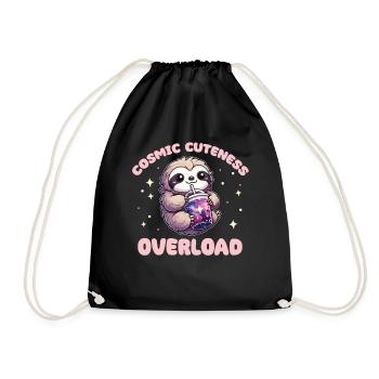 Sloths Drinking Bubble Tea Galaxy Boba Sloth - Drawstring Bag - black - Front