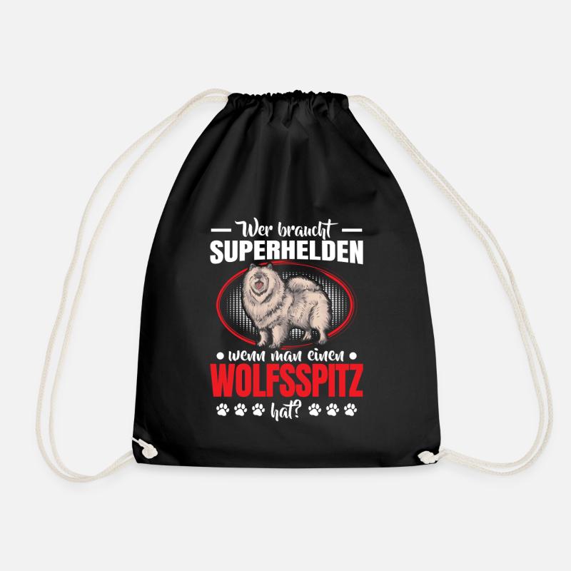 Wolfsspitz ist Held Deutscher Wolfsspitz - Turnbeutel - Schwarz