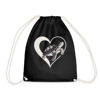 Turtle Heart Design - Drawstring Bag - black - Front