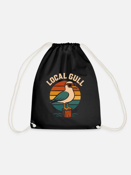 Local Gull – coole Retro Möwe mit Sonnenbrille - Turnbeutel - Schwarz