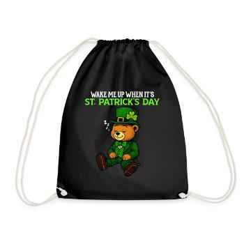 Weck mich auf, wenn St. Patrick's Day ist - Humor - Turnbeutel - Schwarz - Vorne