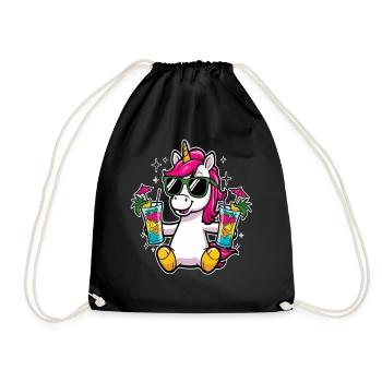 Unicorn Cocktail Booze Party Celebrations Vacation Bachelor Party - Drawstring Bag - black - Front