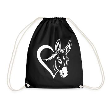 Heart and Donkey - Drawstring Bag - black - Front