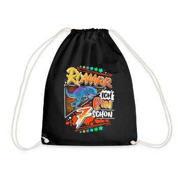7ème anniversaire dinosaure T Rex - Sac de sport léger - noir - Devant