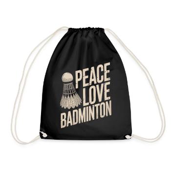 Peace Love Badminton Design - Turnbeutel - Schwarz - Vorne