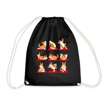 Corgi Yoga Adventures – Playful Pup Art  - Drawstring Bag - black - Front