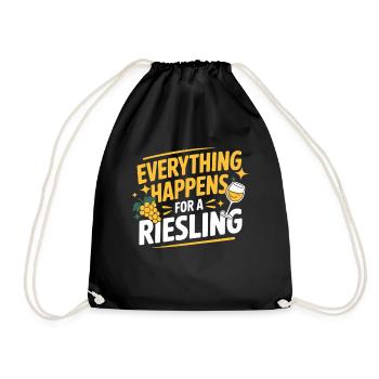 Wein Weintrinker Everything Happens For A Riesling - Turnbeutel - Schwarz - Vorne