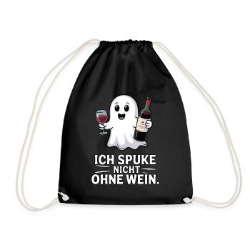 Ich spuke nicht ohne Wein – Lustiger Geist - Turnbeutel - Schwarz - Vorne