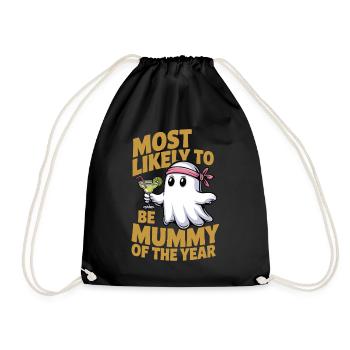 Most likely to be mummy of the year spirit - Drawstring Bag - black - Front