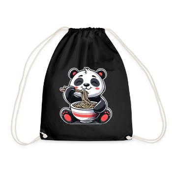 Cute Panda Ramen Japanese Noodles Animal Lovers - Drawstring Bag - black - Front