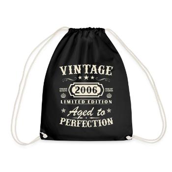 2006 Vintage Woman Man Birthday Gift - Drawstring Bag - black - Front