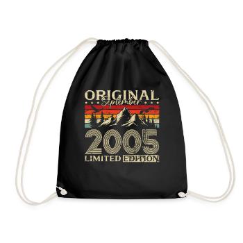 20th Birthday Vintage September Vintage 2005 - Drawstring Bag - black - Front