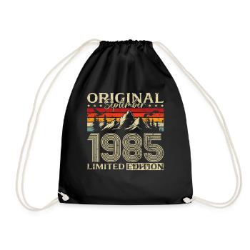 40th Birthday Vintage September Vintage 1985 - Drawstring Bag - black - Front