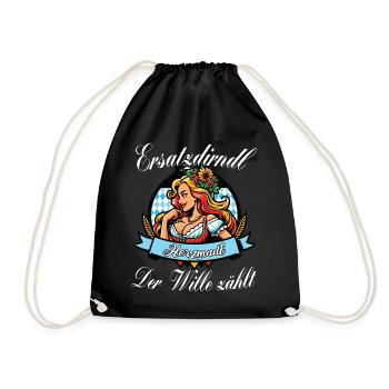 Bayerisches Volksfest Herzmadl Dirndl Ersatz - Turnbeutel - Schwarz - Vorne