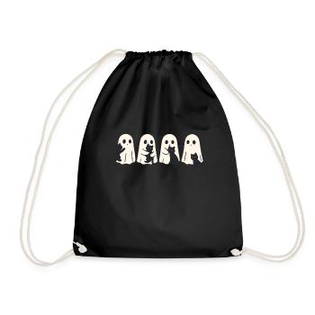Ghost & Cat – Halloween Fun - Drawstring Bag - black - Front