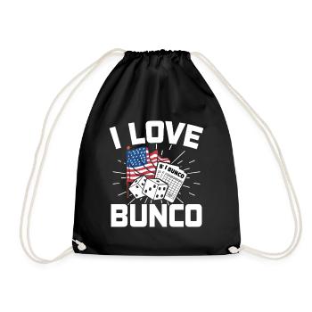 USA Flag Bunco Play Dice Player Gift - Drawstring Bag - black - Front