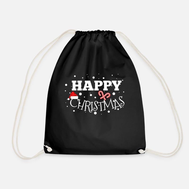 Happy Christmas Geschenidee - Turnbeutel - Schwarz