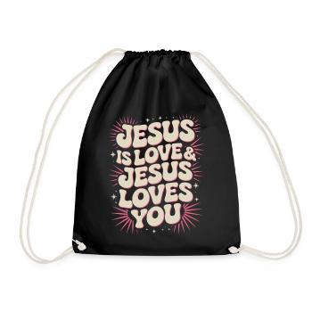 Jésus Amour Dire avec des bulles de dialogue - Sac de sport léger - noir - Devant