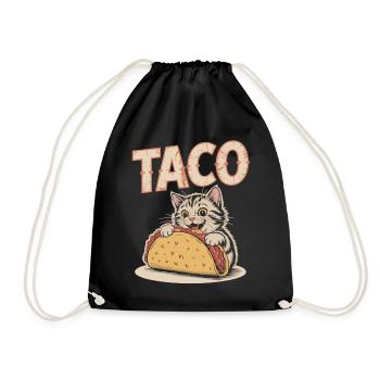 Playful taco kitten design - Drawstring Bag - black - Front