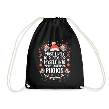 Photographie de Noël Impression Mème - Sac de sport léger - noir - Devant