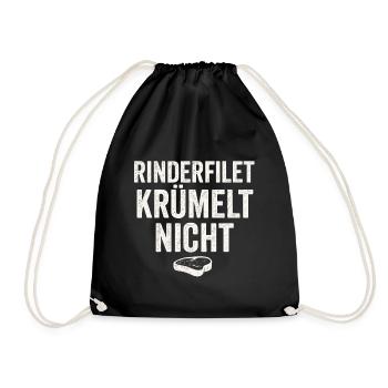 Rinderfilet Krümelt Nicht Lustiges Fleisch - Turnbeutel - Schwarz - Vorne