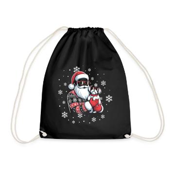 Santa Hässliche Weihnacht Und Hund - Turnbeutel - Schwarz - Vorne