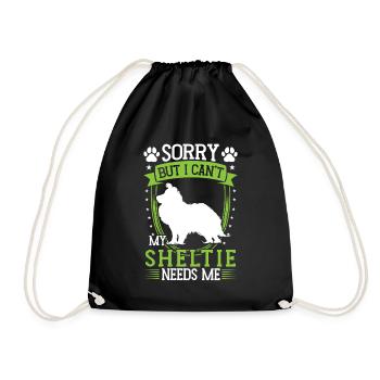 Sheltie can't Shetland Sheepdog - Drawstring Bag - black - Front