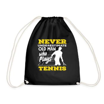 Never underestimate an old man of tennis - Drawstring Bag - black - Front